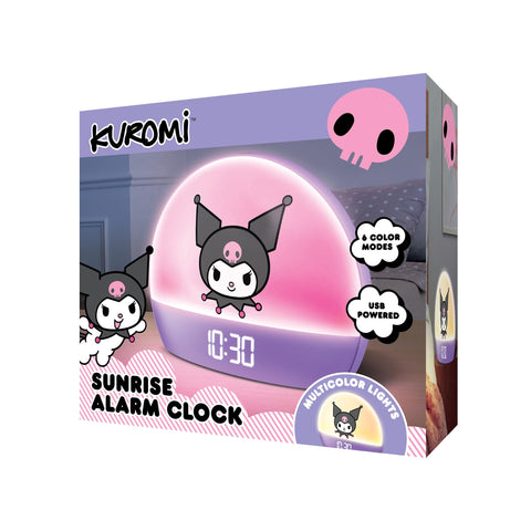 Hello Kitty Sunrise Alarm Clock USB charging port keeps devices powered in the morning.