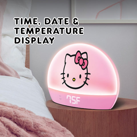 Hello Kitty sunrise alarm clock with USB charging port for devices
