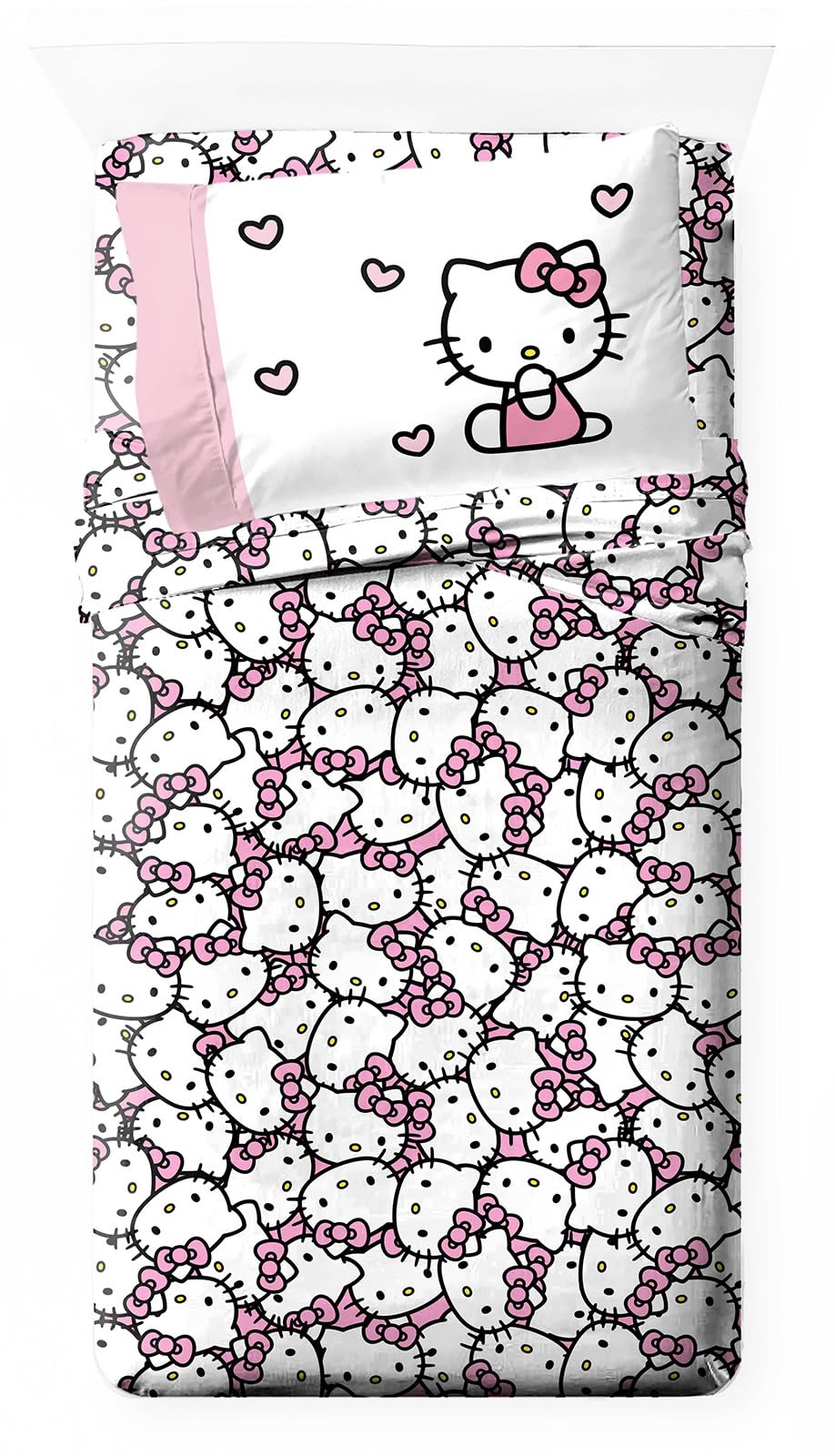 Hello Kitty twin sheet set packaged for easy gifting and storage.