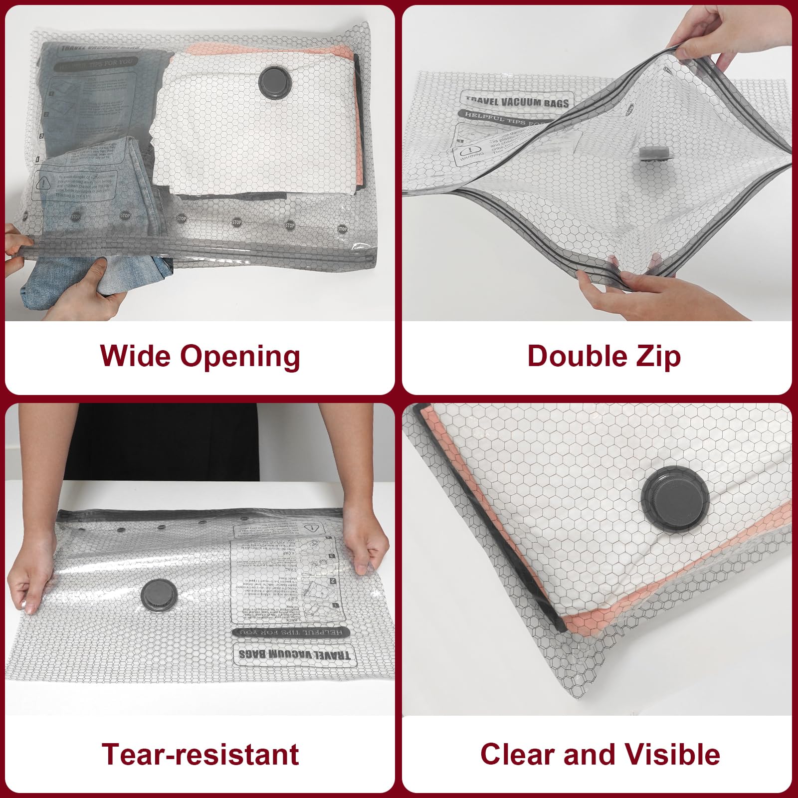 Transparent bags let you see contents at a glance for quick checks.