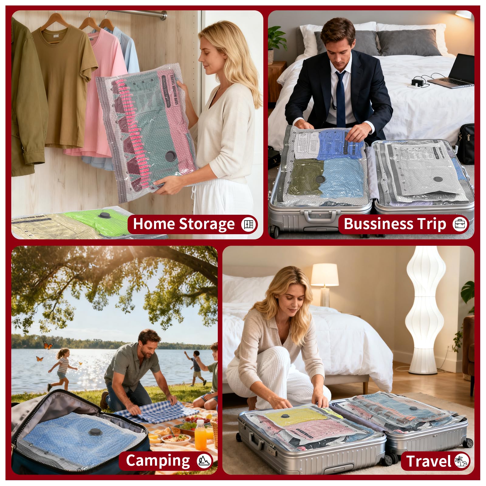 HelpLand travel vacuum bags set compact and easy to pack in luggage.