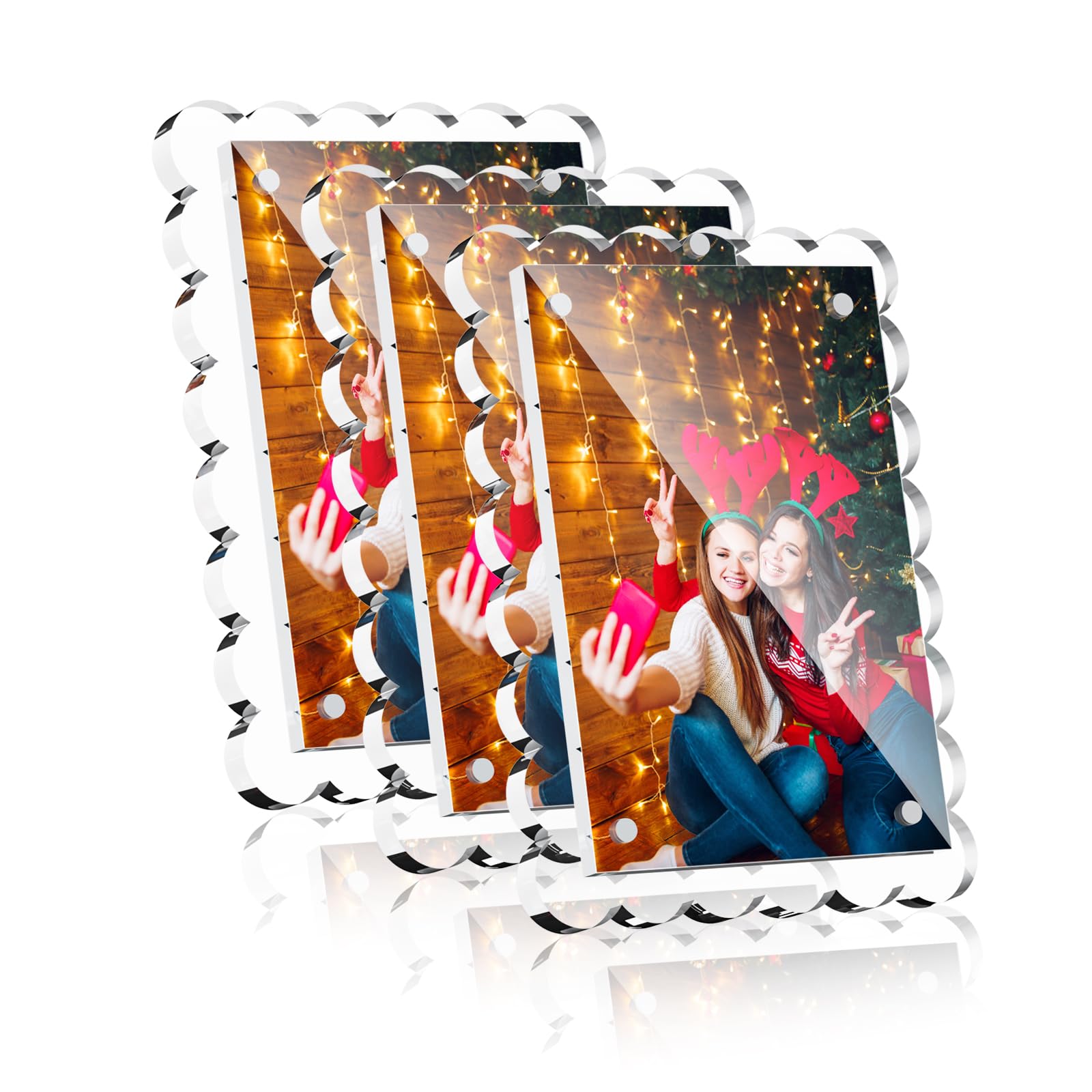 HELPLEX 4x6 clear acrylic frame with scalloped edge for elegant display