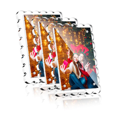 HELPLEX 4x6 clear acrylic frame with scalloped edge for elegant display
