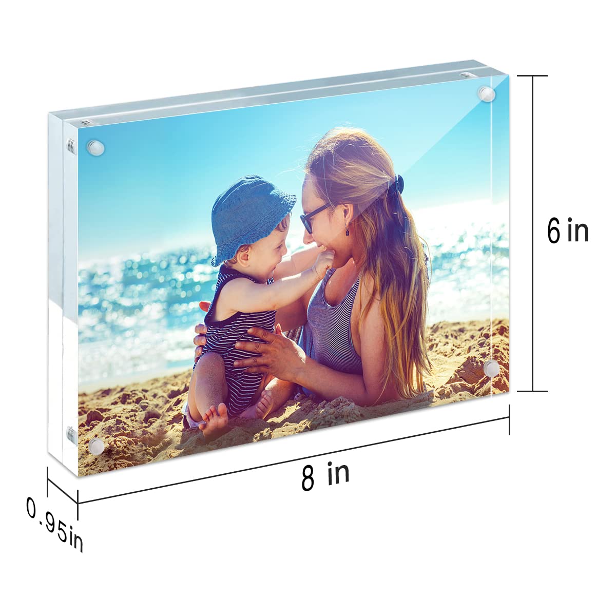 Helplex 6x8 acrylic frame magnetic pins enable effortless photo changes.