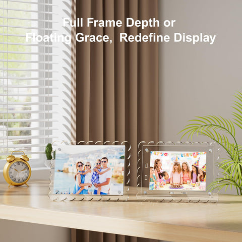 HELPLEX table-top frame on desk or mantel enhances photos