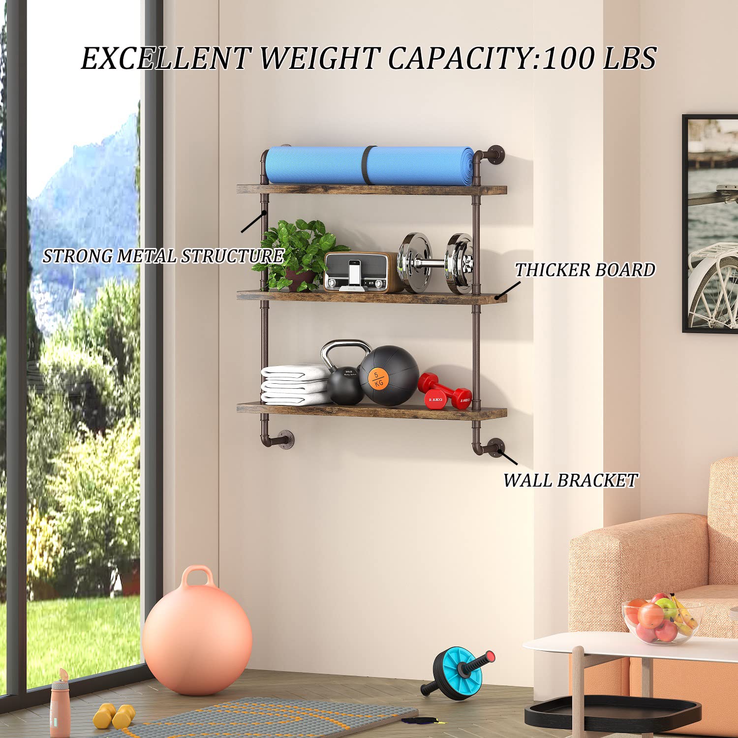 Helsin bathroom arrangement with towels and accessories on middle and top tiers