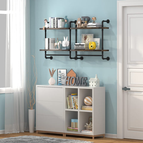 Helsin wall-mounted bathroom shelf setup featuring towel bar and storage.