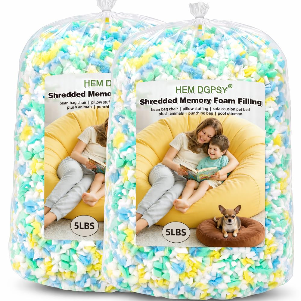 Hem Dgpsy bean bag filler close-up showing fluffy shredded memory foam for comfortable fill.