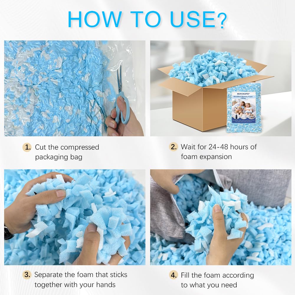 Hem Dgpsy shredded foam expands for versatile filling projects