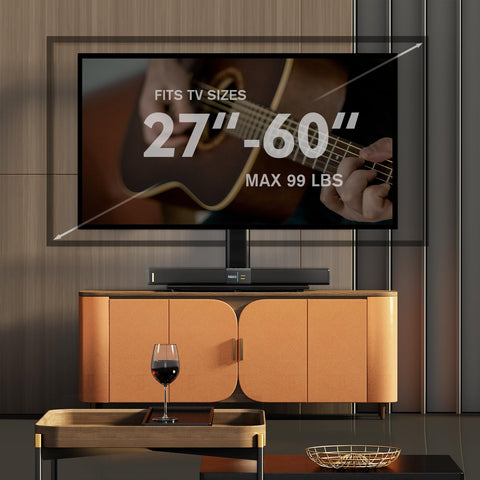 Hemudu table-top TV stand with 80-degree swivel for versatile viewing.