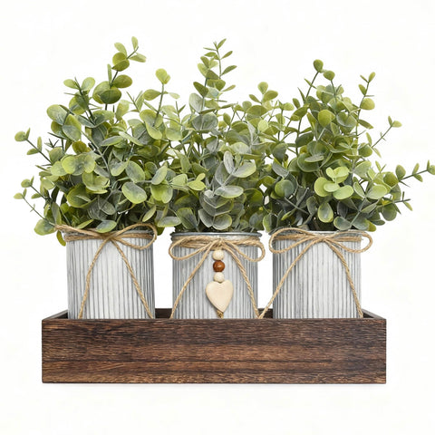 HEMYLU artificial centerpiece on a wood tray for a warm farmhouse tablescape.