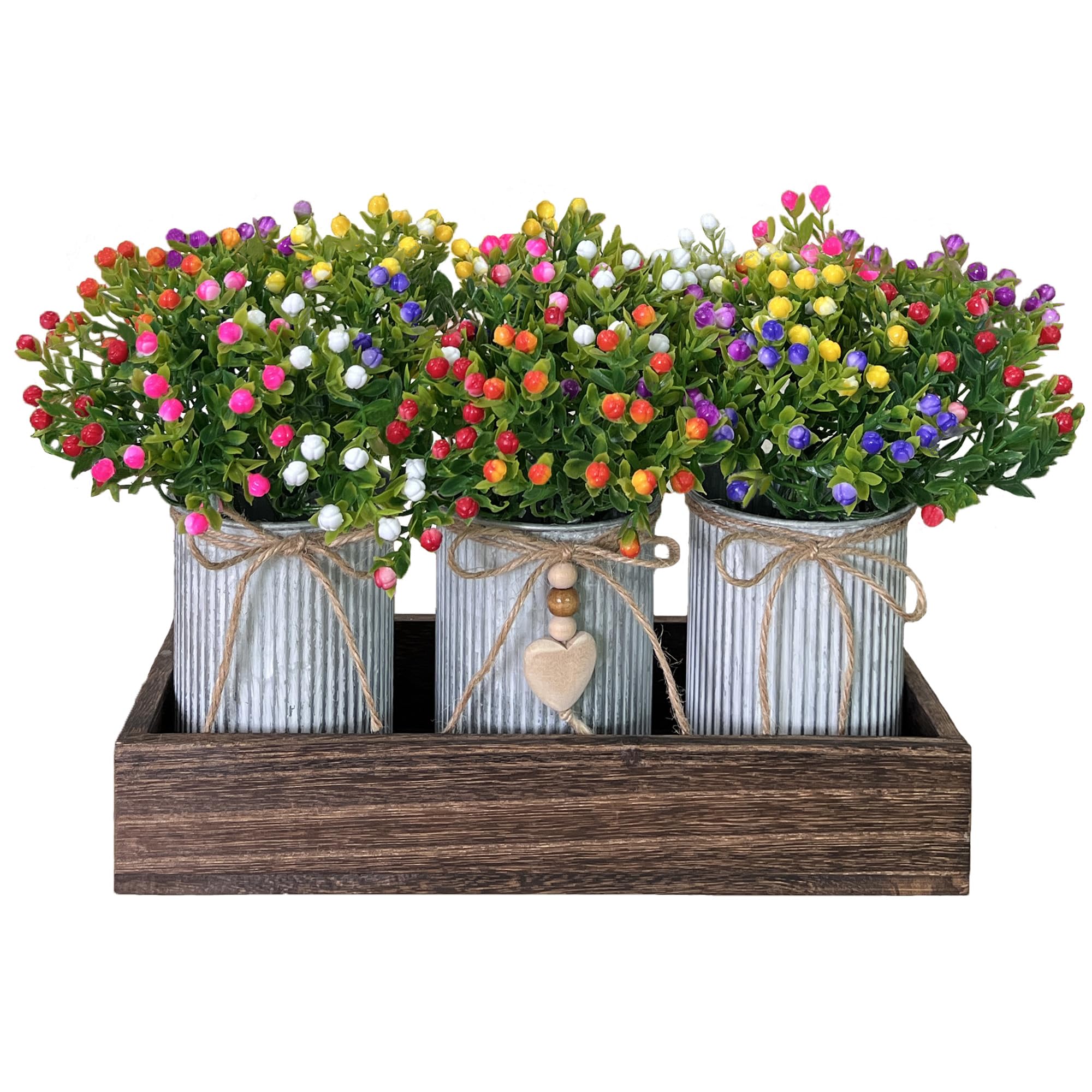 HEMYLU table centerpiece wood planter box for rustic desk or dining decor.