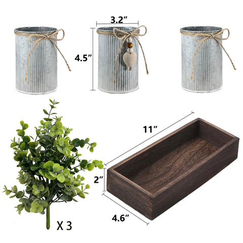 HEMYLU three eucalyptus bouquets with jute bows for rustic decor.