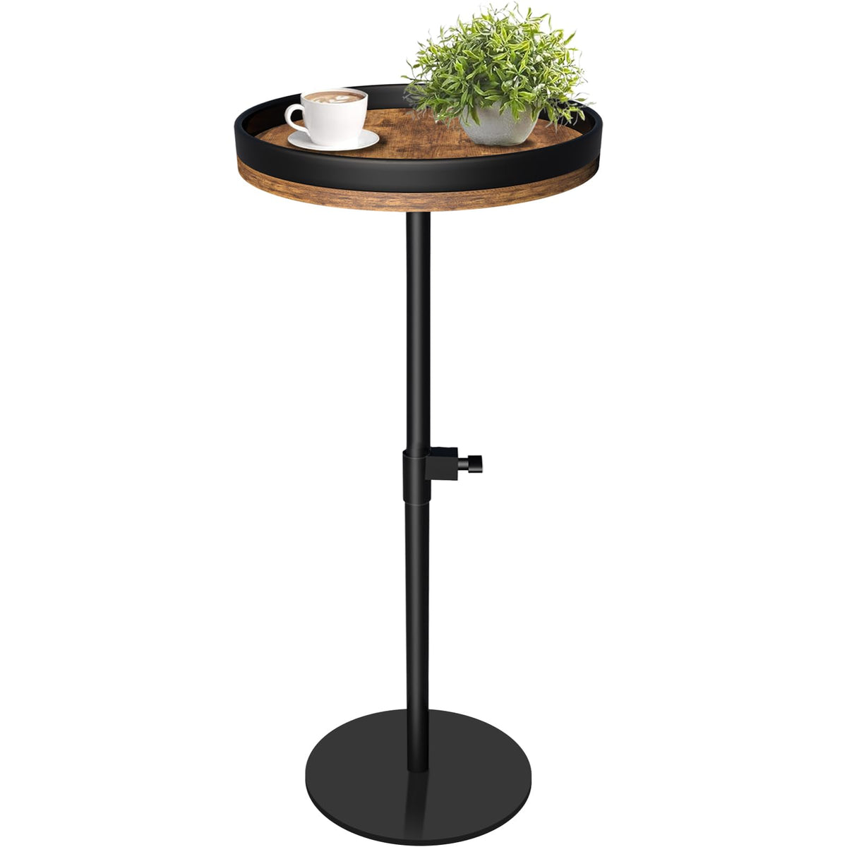 HENAYUK drink table with small round brown top, ideal for compact living spaces.