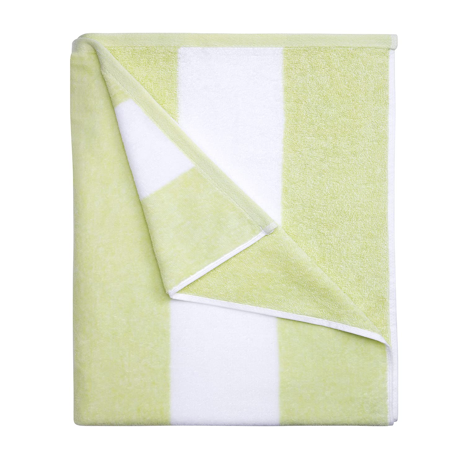 HENBAY cotton oversized beach towel Aqua striped for poolside lounging and quick drying.