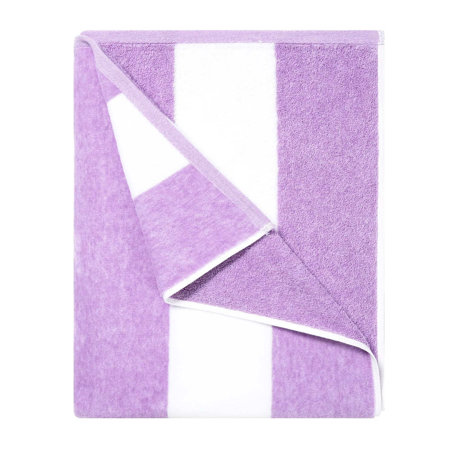 HENBAY cotton oversized beach towel with purple stripes for lounge and sunbathing.