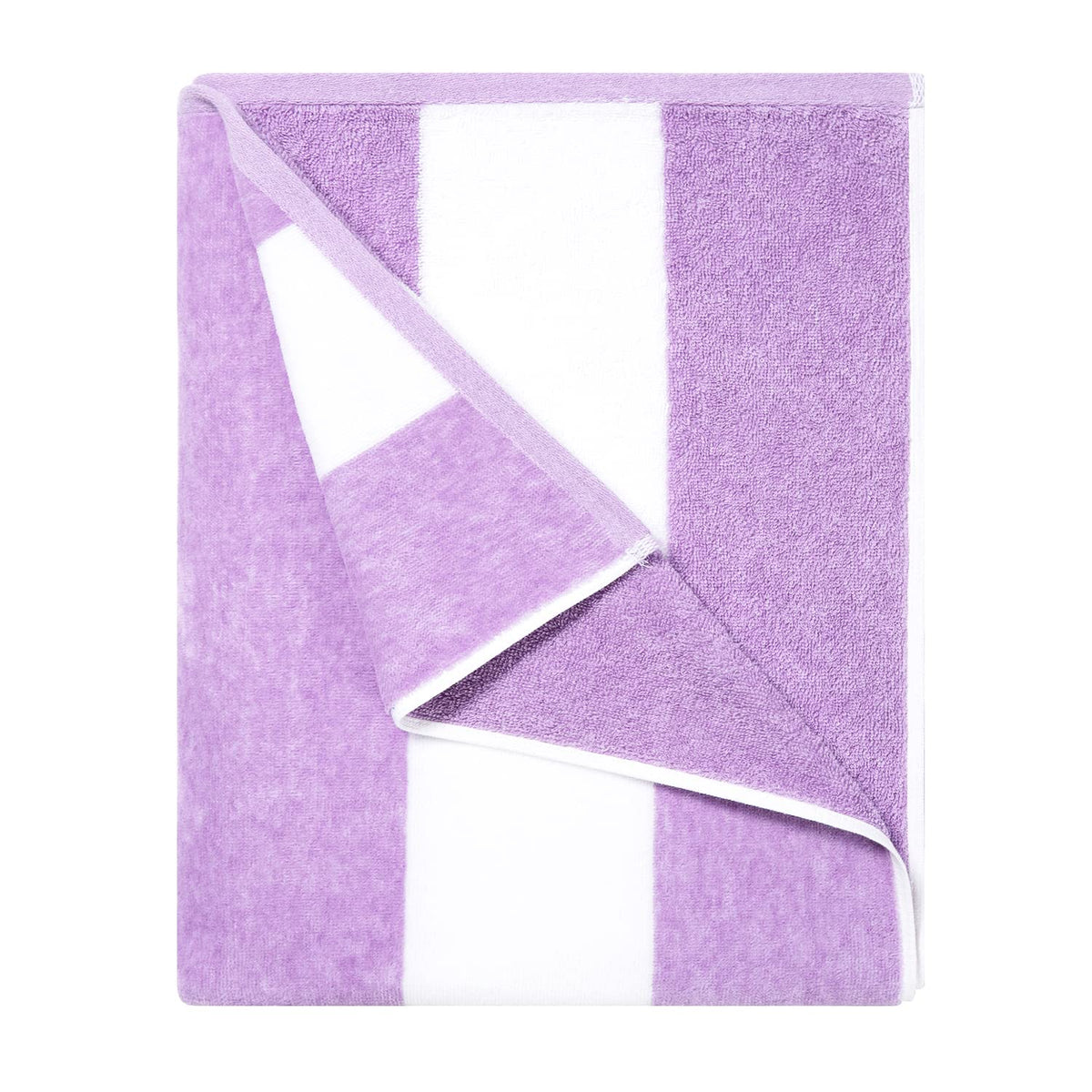 HENBAY cotton oversized beach towel with purple stripes for lounge and sunbathing.