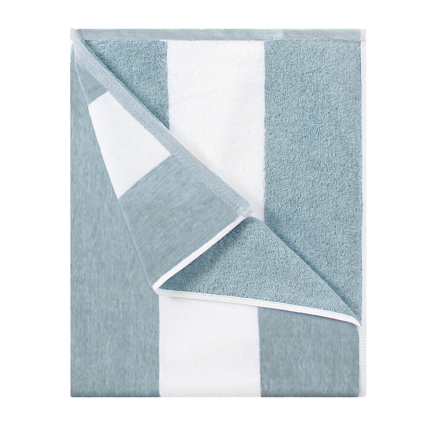 HENBAY cotton oversized towel with smoke blue stripes for beach lounging