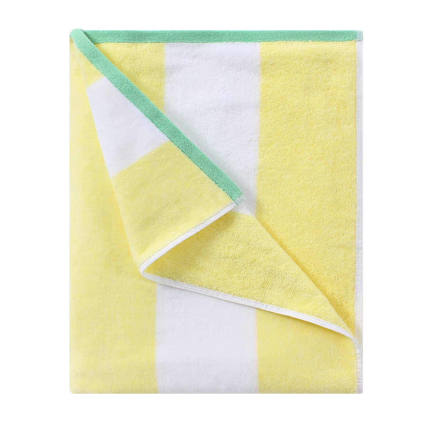HENBAY cotton oversized beach towel in yellow stripes for poolside lounging.