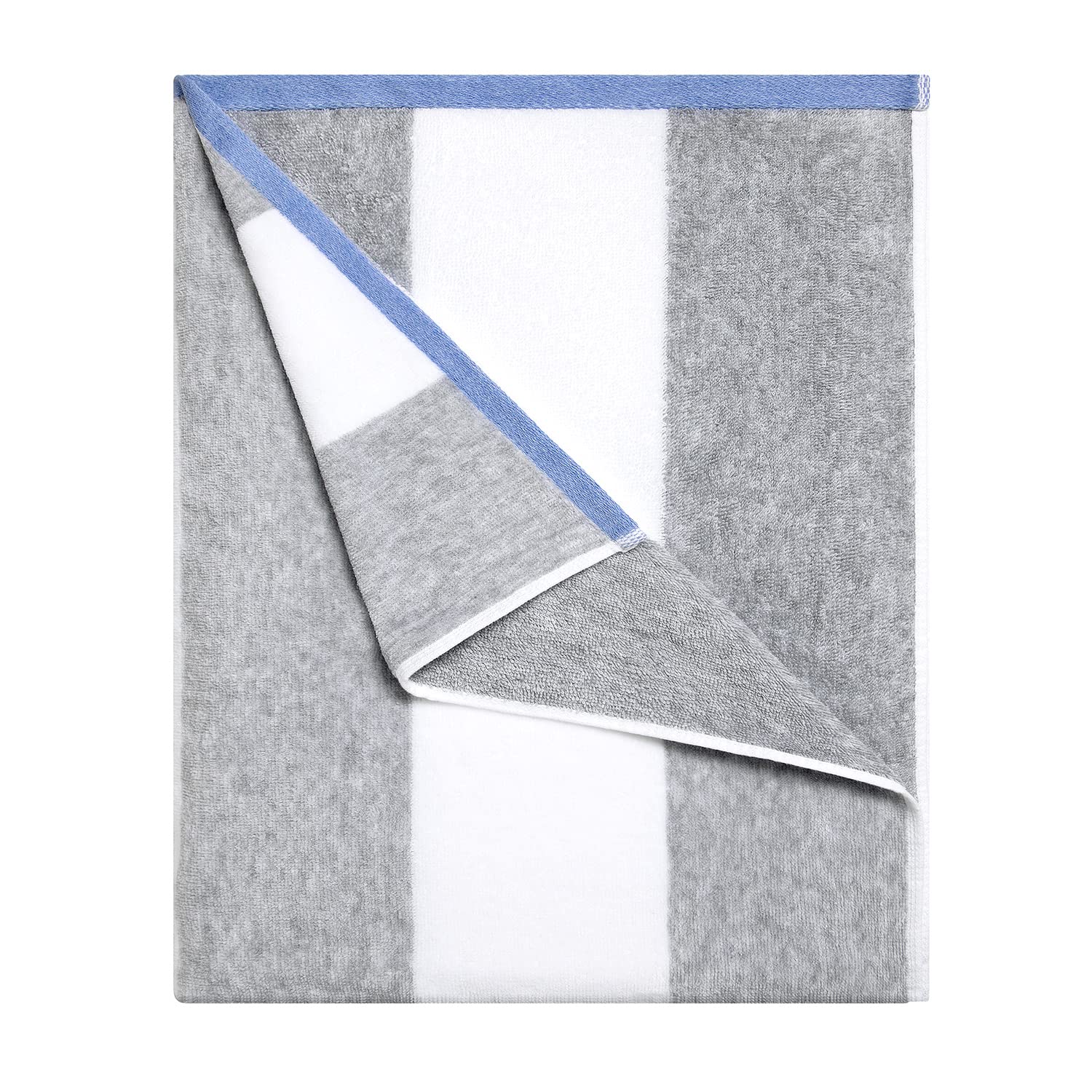 HENBAY cotton oversized beach towel in grey stripes for poolside lounging