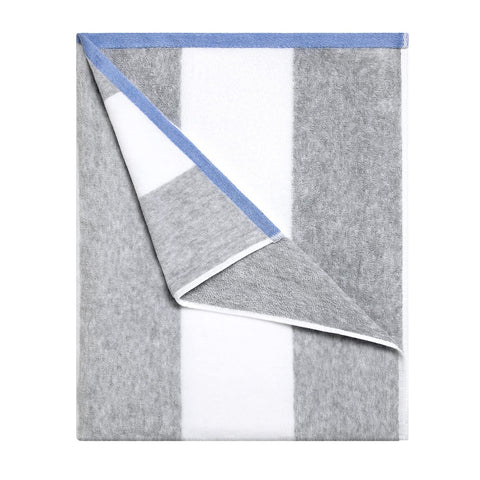 HENBAY cotton oversized beach towel in grey stripes for poolside lounging