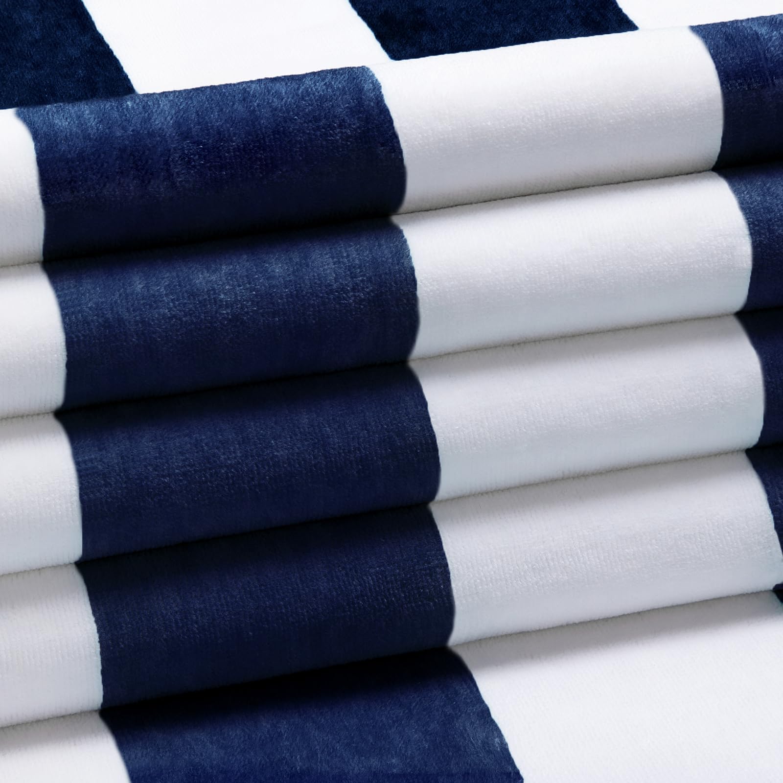 HENBAY quick-dry cabana towel in navy stripe, dries fast after swimming