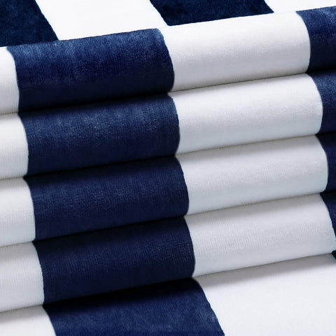 HENBAY quick-dry cabana towel in navy stripe, dries fast after swimming
