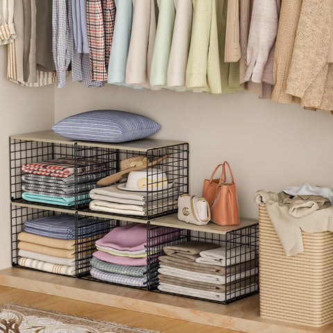 Hencawima three-pack doubles storage capacity on a durable metal frame.
