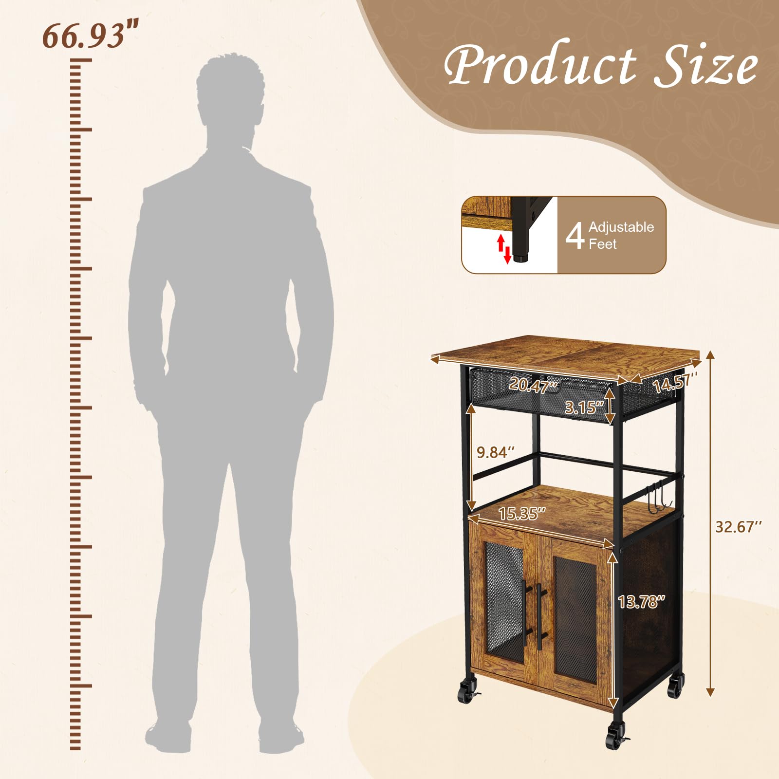 Hencawima middle mesh shelf keeps items visible and secure.