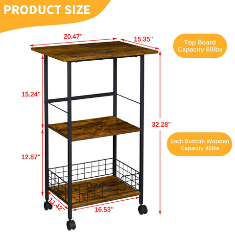 Hencawima kitchen cart middle tier rails secure tall appliances.