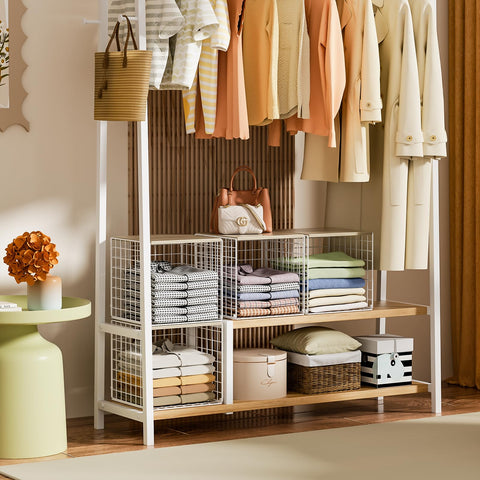 Hencawima modern ivory-white wood-top design adds a clean, minimalist storage touch.