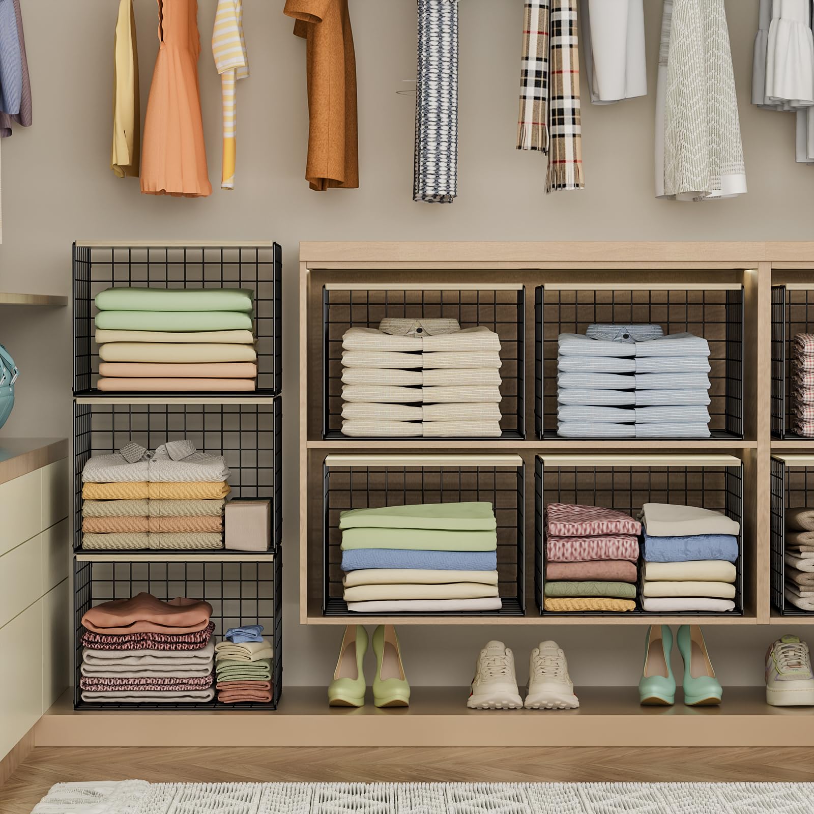 Hencawima stackable closet storage for flexible, modular organization.