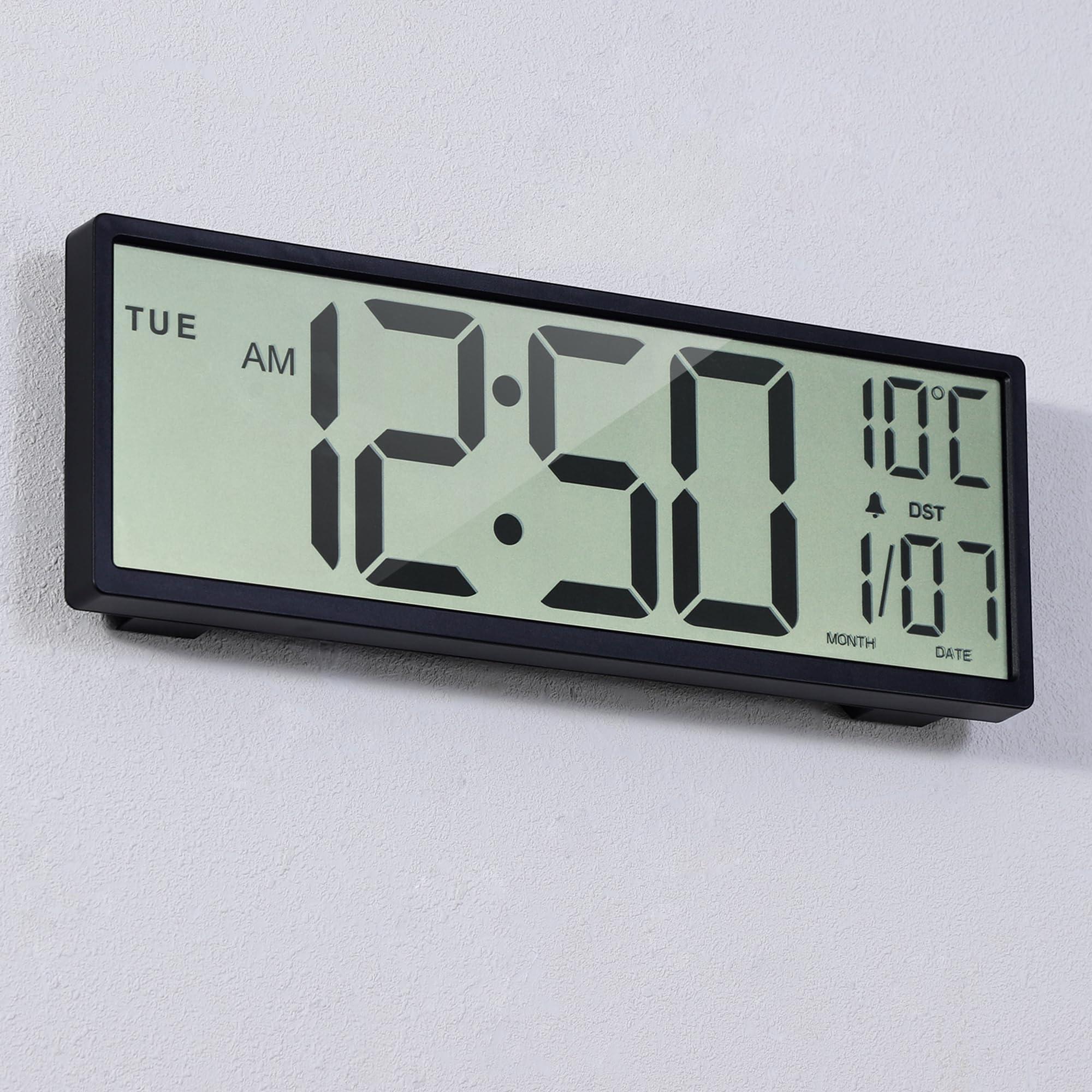 Henescribe 15-inch clock front view on wall for easy visibility in living spaces