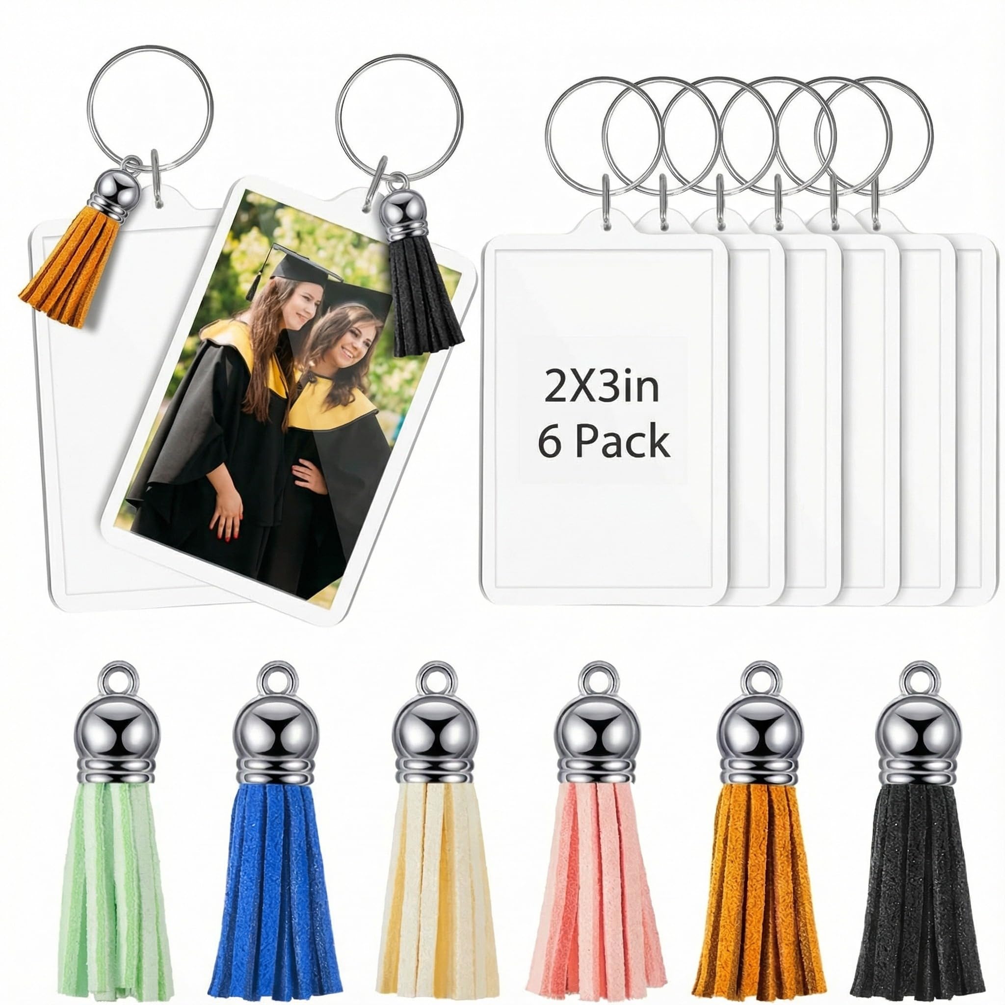 Henoyso 24-set clear acrylic photo keychain blanks ready for customization