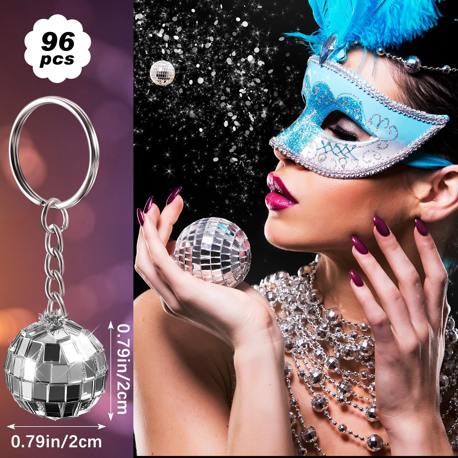 Henoyso 0.8 inch disco ball keychain with mirrors, adds retro sparkle to bags.