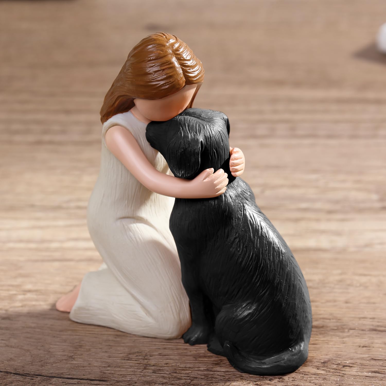 Hensonever Love My Black Dog figurine side view ideal desk keepsake