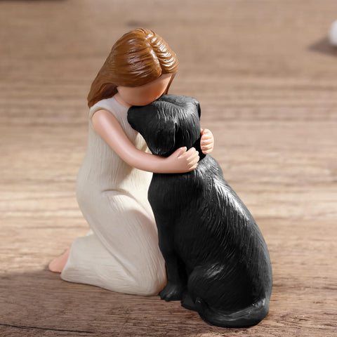 Hensonever Love My Black Dog figurine side view ideal desk keepsake