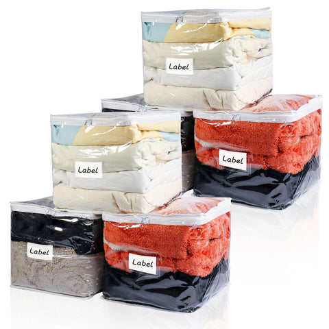 Heonay clear zippered storage bags front view showing transparency and size