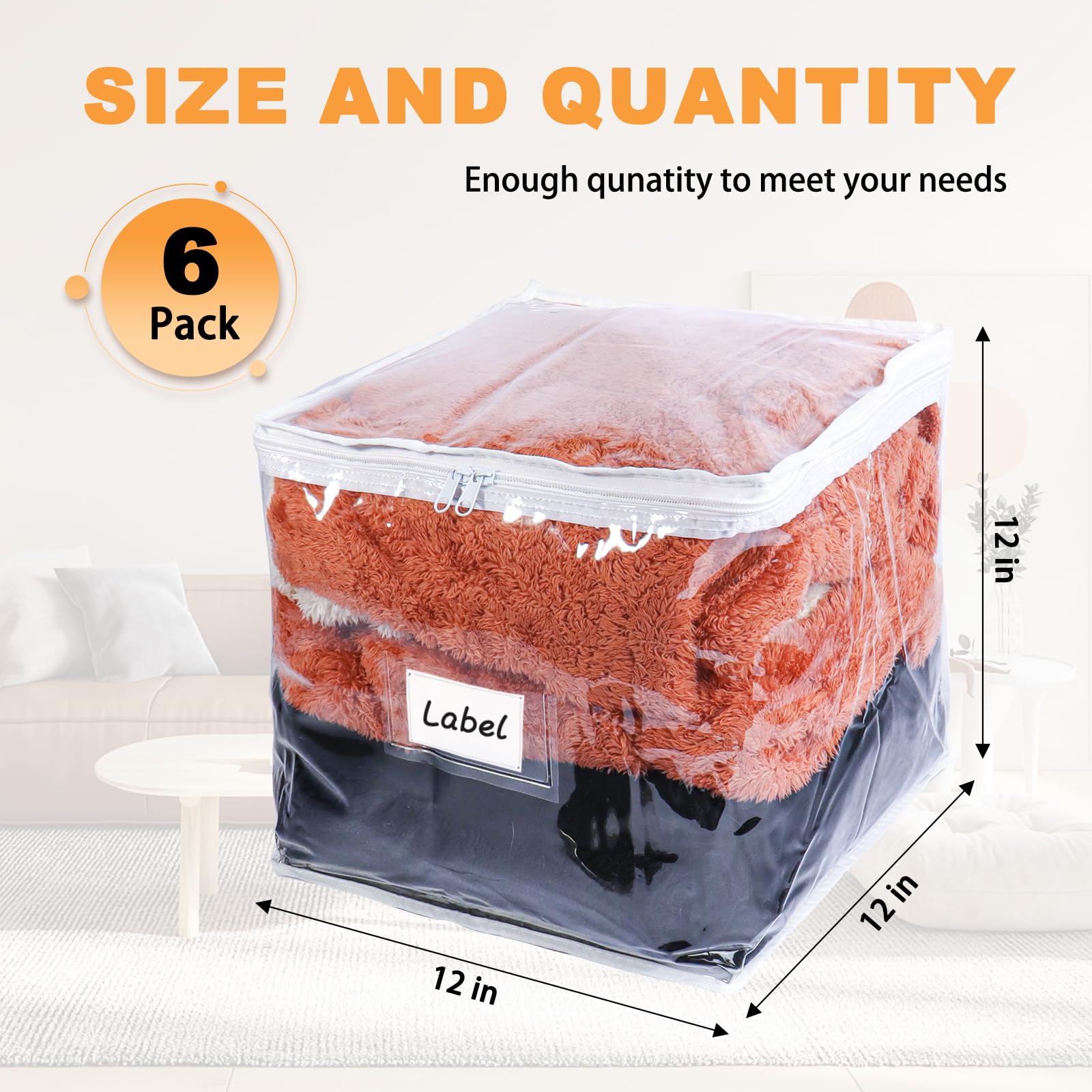 Heonay clear zippered storage bags zipper detail highlighting durable zipper