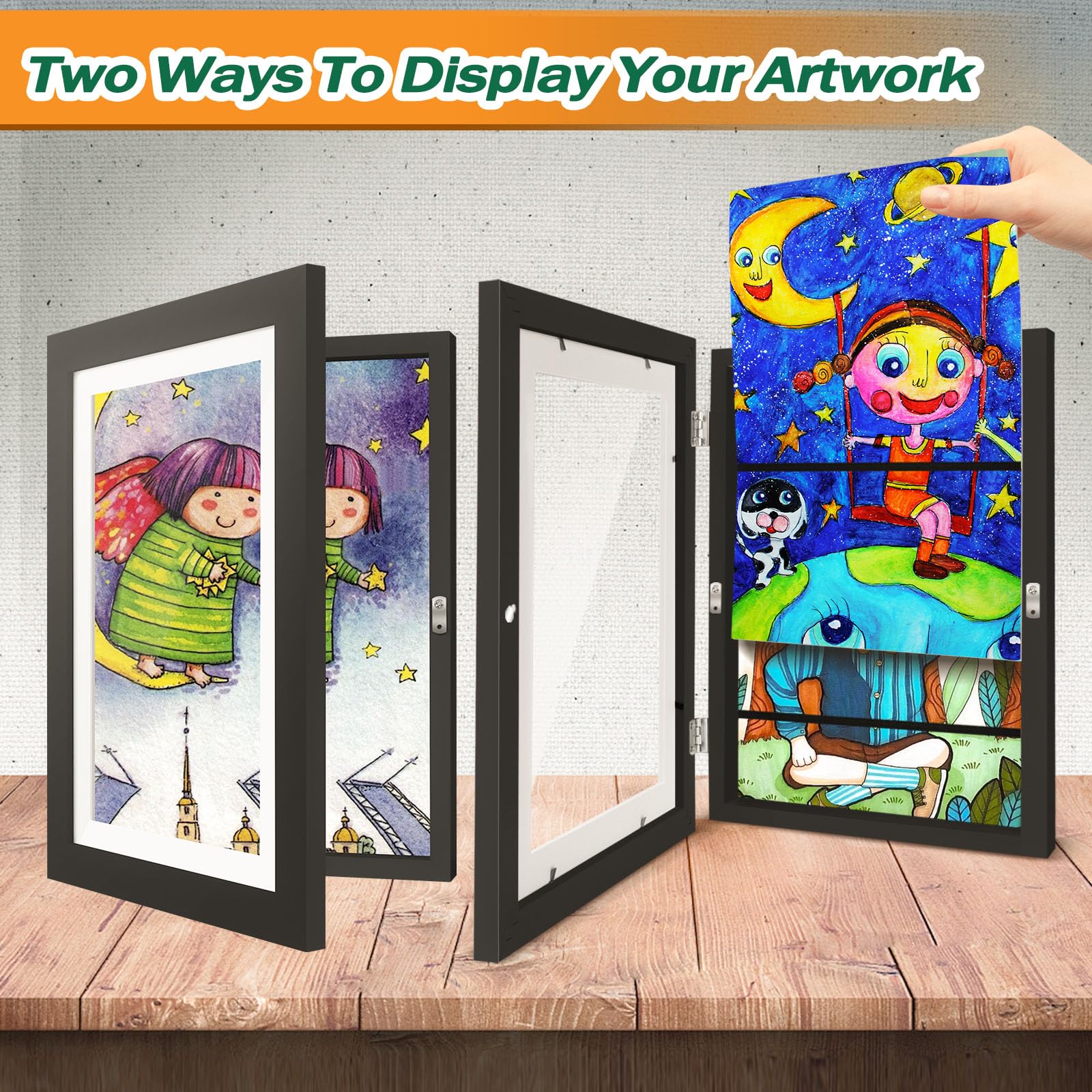 HEPFLANZE four black wooden frames for wall display