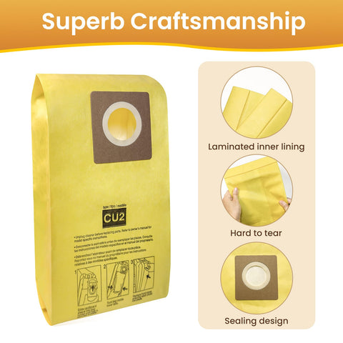Easy-installation diagram shows quick bag replacement process.