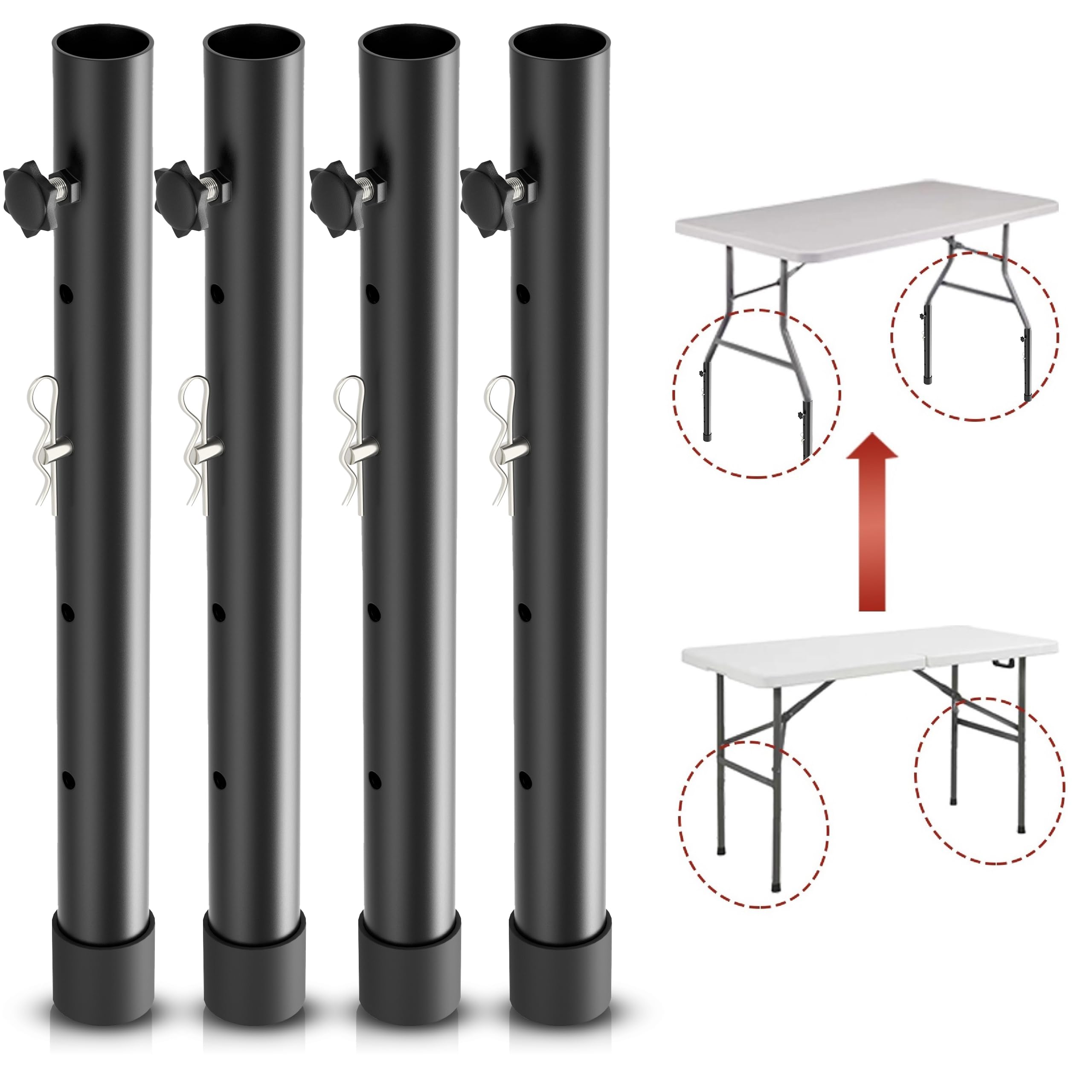 Herbert-FTY folding table risers for straight legs with four height options for ergonomic setup.
