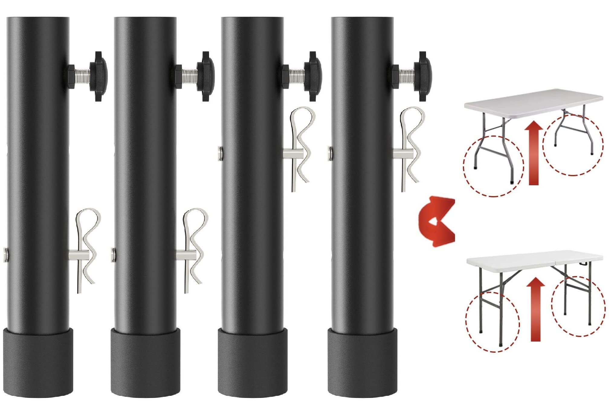 Herbert-fty folding table risers in two-height setup for ergonomic work.