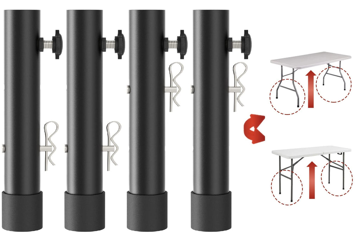 Herbert-fty folding table risers in two-height setup for ergonomic work.
