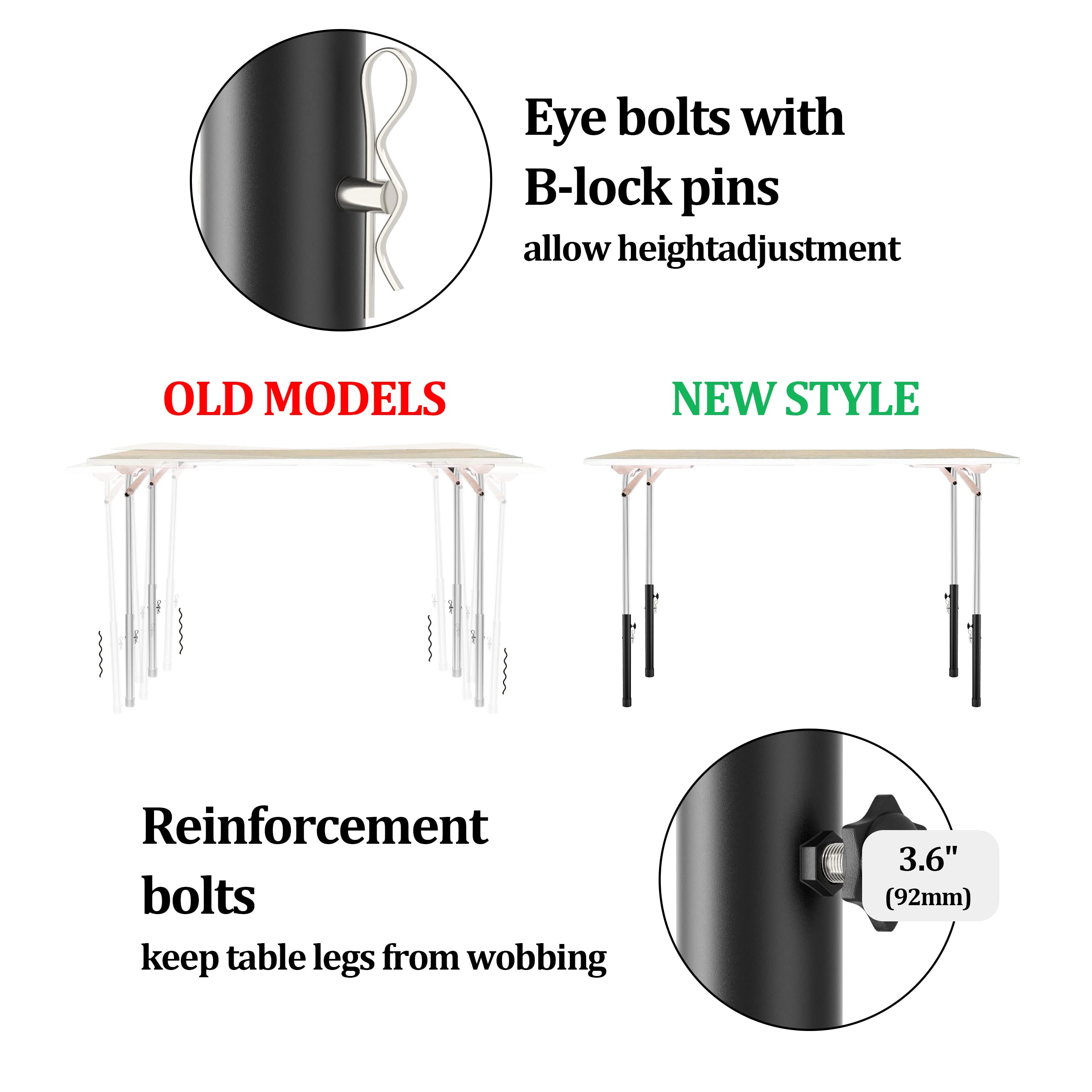Herbert-FTY table leg extensions at 3.6 inch height for lower setup.