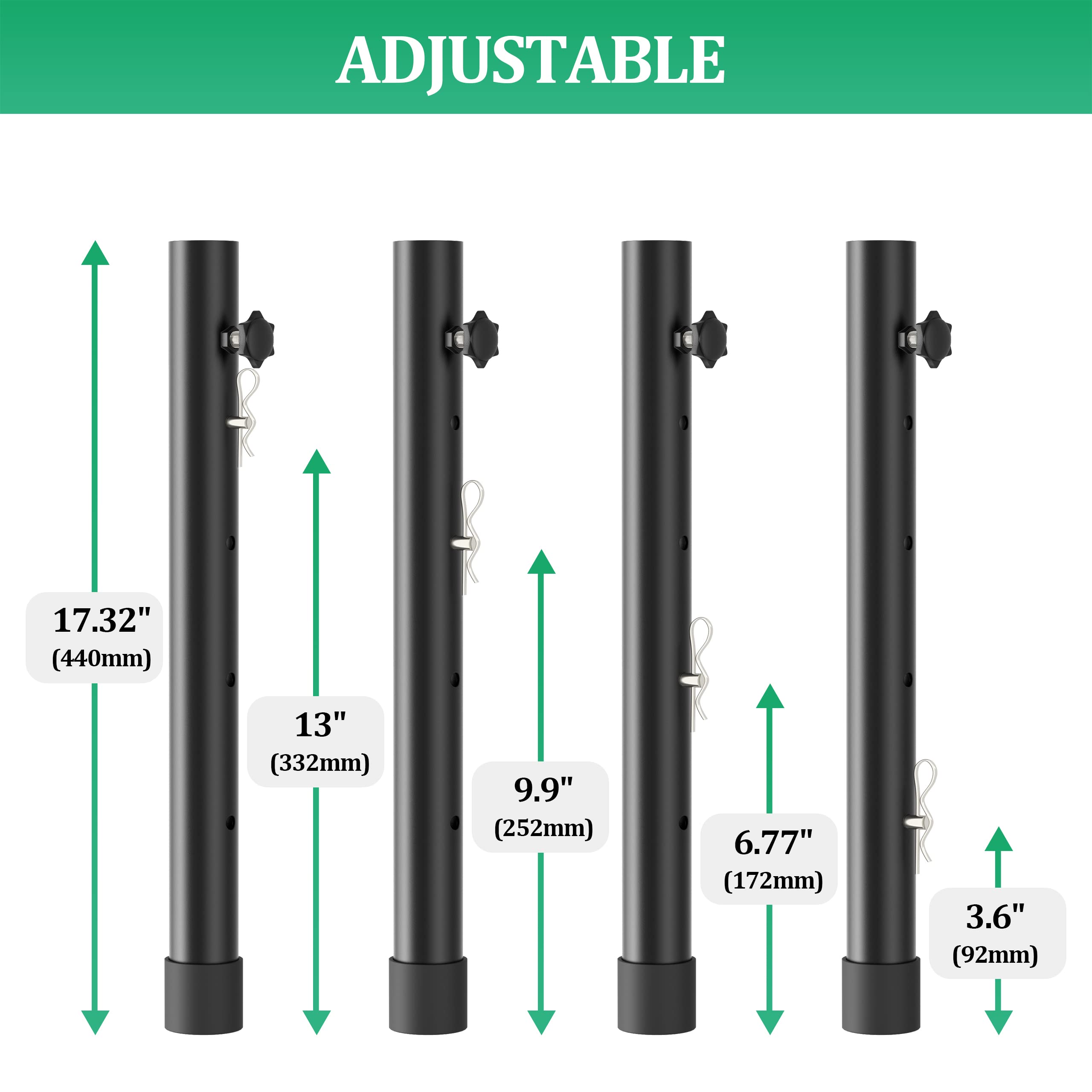 Herbert-FTY table leg extensions at 6.77 inch height for mid-level comfort.