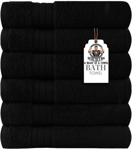 Herculean bath towel 24x50 6-pack with extensive coverage for quick drying.