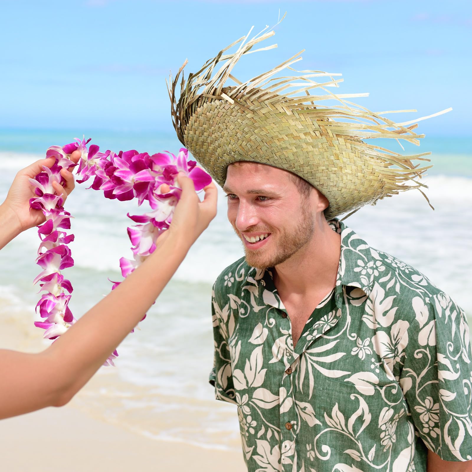 Hercicy adult luau hat set for group celebrations