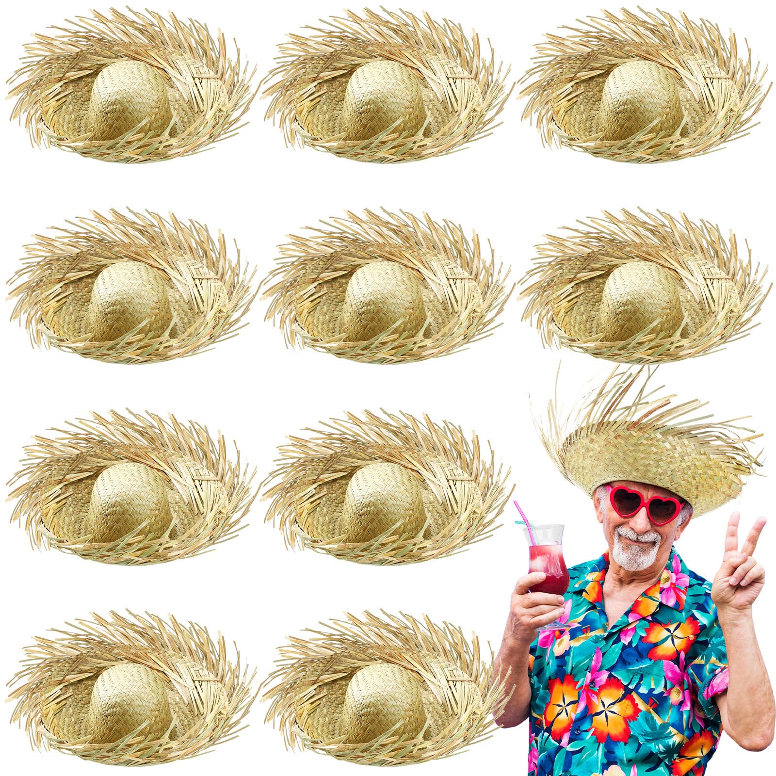 Hercicy Hawaiian straw hat in luau style for outdoor events