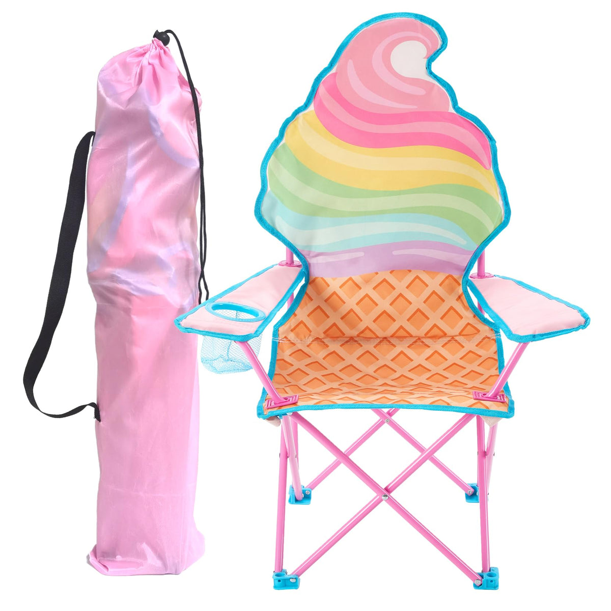 Heritage Kids ice cream camp chair front view with bright figural design for outdoors